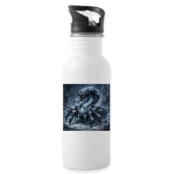 Kristalldrache im Eissturm - Trinkflasche mit integriertem Trinkhalm - Weiß - Rechts