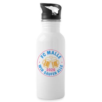 Malle 2026 FC Malle wir saufen alle - Trinkflasche mit integriertem Trinkhalm - Weiß - Rechts