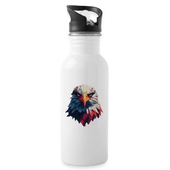 Majestic eagle piercing gaze - Water bottle with straw - white - Right
