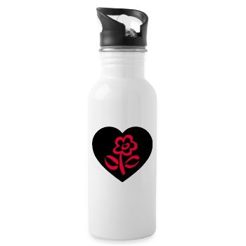Blumen - Trinkflasche mit integriertem Trinkhalm - Weiß - Rechts