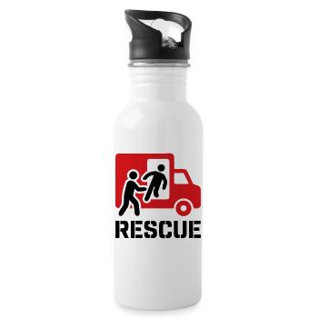 Rescue Rettungsdienst Einsatz - Trinkflasche mit integriertem Trinkhalm - Weiß - Rechts