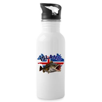 Iceland Cod Fishing - Water bottle with straw - white - Right