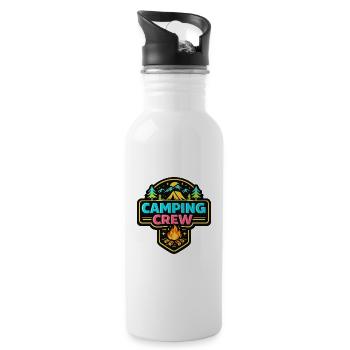 Camping Crew Neon Badge - Water bottle with straw - white - Right