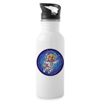 Space dog in astronaut suit - Water bottle with straw - white - Right