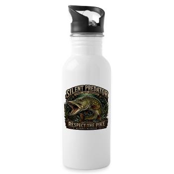 Silent Predator – Conception agressive de pêche au brochet - Gourde avec paille intégrée - blanc - Droite