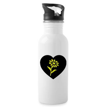 Blumen - Trinkflasche mit integriertem Trinkhalm - Weiß - Rechts