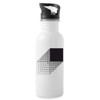 Bauhaus fettes Quadratdesign - Trinkflasche mit integriertem Trinkhalm - Weiß - Rechts