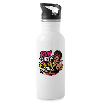 Run Dirty Finish Proud Runner Girl Design - Trinkflasche mit integriertem Trinkhalm - Weiß - Rechts