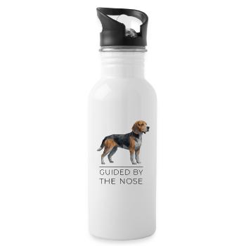 Beagle Low-Poly Art - Guided by the nose - Water bottle with straw - white - Right