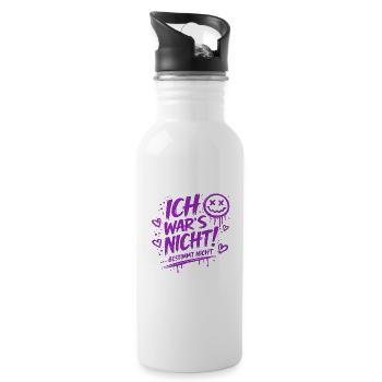 Ich War's Nicht – Bestimmt Nicht - Trinkflasche mit integriertem Trinkhalm - Weiß - Rechts