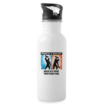 Gym Humor Fitness Geschenk lustig Spruch Training - Trinkflasche mit integriertem Trinkhalm - Weiß - Rechts