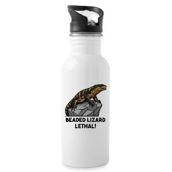 Einsiedler Braun Gefahr Dick Braun Schwarzer Einsiedler - Trinkflasche mit integriertem Trinkhalm - Weiß - Rechts