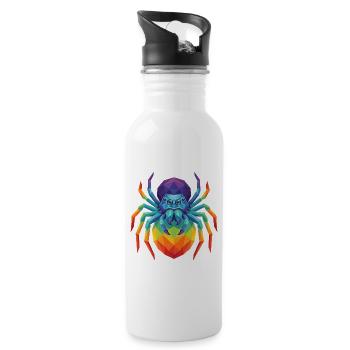 Vibrant Geometric Jumping Spider Pop Art - Water bottle with straw - white - Right