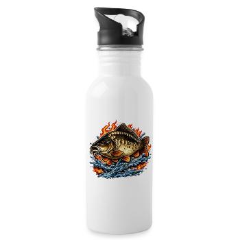 Spiegelkarpfen - Trinkflasche mit integriertem Trinkhalm - Weiß - Rechts