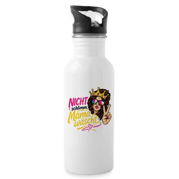 Nicht schlimm, Mama wäscht  - OCR Edition  - Trinkflasche mit integriertem Trinkhalm - Weiß - Rechts