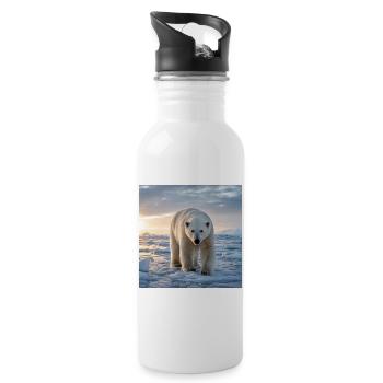 Arktisk isbjörn på is - Water bottle with straw - white - Right