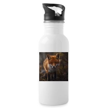 Fox in a forest glade - Water bottle with straw - white - Right