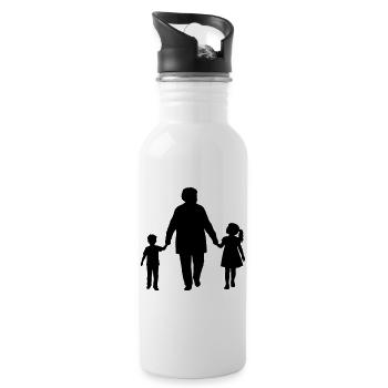 Großeltern Enkelkind Silhouette Spazieren Familie - Trinkflasche mit integriertem Trinkhalm - Weiß - Rechts