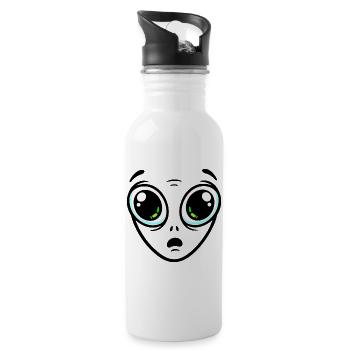 Extraterrestre aux grands yeux - Gourde avec paille intégrée - blanc - Droite