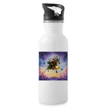 Girafe fusée avec cœur - Gourde avec paille intégrée - blanc - Droite