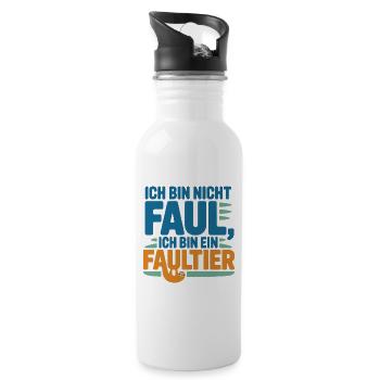 Ich bin nicht faul, ich bin ein Faultier - Trinkflasche mit integriertem Trinkhalm - Weiß - Rechts