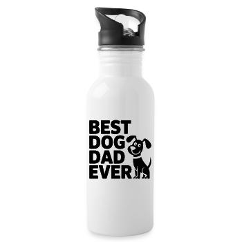 Best Dog Dad Ever – Dog Motif - Water bottle with straw - white - Right