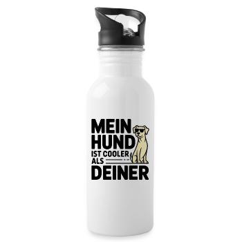 Mein Hund ist cooler als deiner - Trinkflasche mit integriertem Trinkhalm - Weiß - Rechts