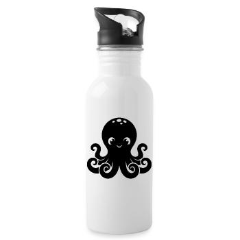 Süßes kleines Oktopus-Design - Trinkflasche mit integriertem Trinkhalm - Weiß - Rechts
