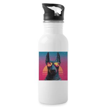 Anubis Synthwave - God on Vacation - Water bottle with straw - white - Right