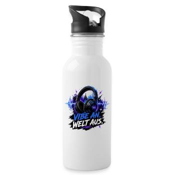 vibe on -world off - Water bottle with straw - white - Right