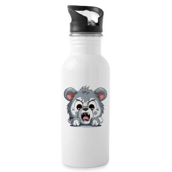 Angry Puppy Cartoon – Animated Aggression - Water bottle with straw - white - Right