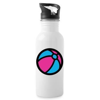 Wasserball Strand Sommer Icon - Trinkflasche mit integriertem Trinkhalm - Weiß - Rechts