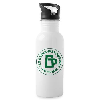 VEB_Getraenkekombinat_Potsdam-_gruen - Trinkflasche mit integriertem Trinkhalm - Weiß - Rechts