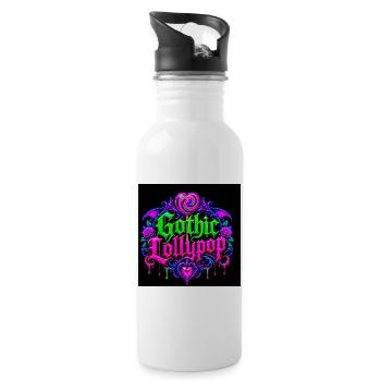 Gothic Halloween Neon Heart - Water bottle with straw - white - Right