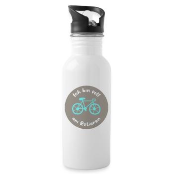 Fahrrad Rennrad coole Sprüche Stimmung Bürohumor  - Trinkflasche mit integriertem Trinkhalm - Weiß - Rechts