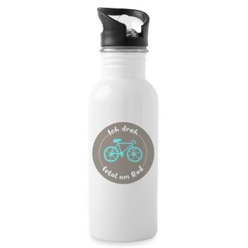 Fahrrad Kreis Rad drehen radeln Rennrad cool Quote - Trinkflasche mit integriertem Trinkhalm - Weiß - Rechts