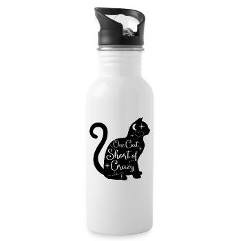 One_Cat_Short_Of_Crazy - Water bottle with straw - white - Right