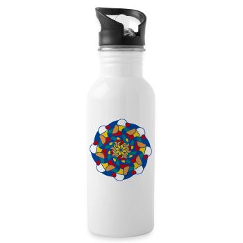Helles Kaleidoskop-Mandala - Trinkflasche mit integriertem Trinkhalm - Weiß - Rechts