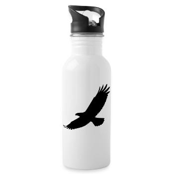 Falke im Flug - Trinkflasche mit integriertem Trinkhalm - Weiß - Rechts