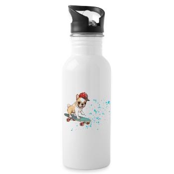 Skateboard Bulldog mit Cap - Trinkflasche mit integriertem Trinkhalm - Weiß - Rechts