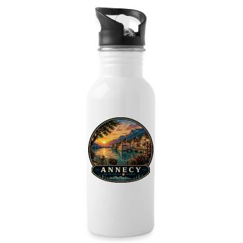 Annecy Urlaub Kolonialbauten Altstadt Wasser - Trinkflasche mit integriertem Trinkhalm - Weiß - Rechts