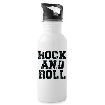 Rock and Roll Typographie Audacieuse et Usée - Gourde avec paille intégrée - blanc - Droite