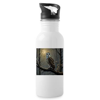 majestic barn owl barn owl - Water bottle with straw - white - Right