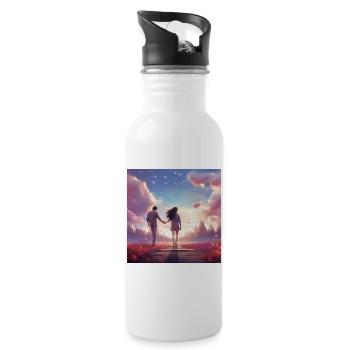 Evening Path of Love - Water bottle with straw - white - Right