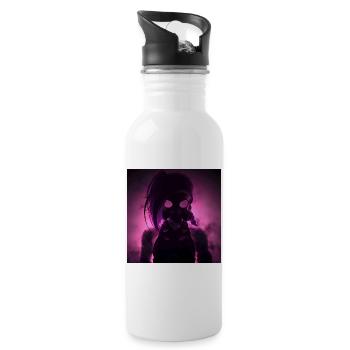 Neon-Gasmaske im Nachtlicht - Trinkflasche mit integriertem Trinkhalm - Weiß - Rechts