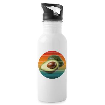 Avocadofrucht - Trinkflasche mit integriertem Trinkhalm - Weiß - Rechts