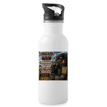 Trucker Lebensmodus: Kaffee und Freiheit - Trinkflasche mit integriertem Trinkhalm - Weiß - Rechts