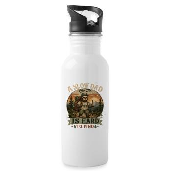 Slow Dad Hiking Faultier Tee Sloth Hiking Club Geschenk - Trinkflasche mit integriertem Trinkhalm - Weiß - Rechts