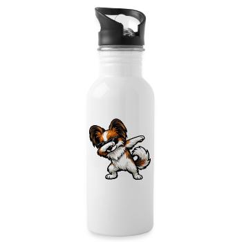 Dabbing Butterfly Dog - Water bottle with straw - white - Right