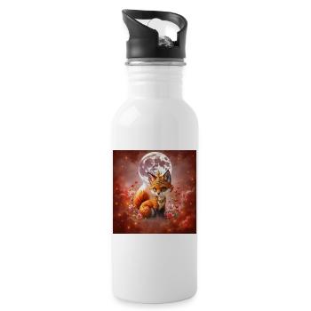 Lunar Fox mit Juwelen - Trinkflasche mit integriertem Trinkhalm - Weiß - Rechts